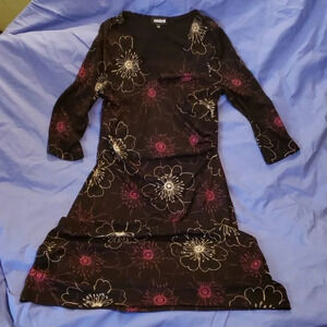 Ombre blk & pink Very sexy low cut one piece dress